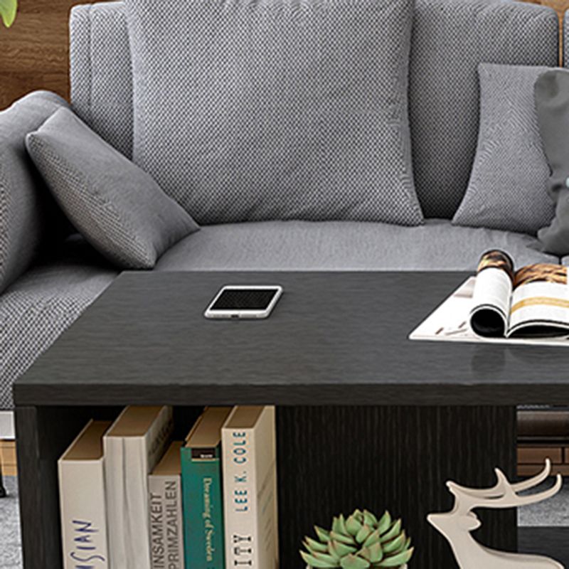 Rectangular 1 - Shelf Coffee Table with Casters Contemporary 15" H 1 Single Cocktail Table
