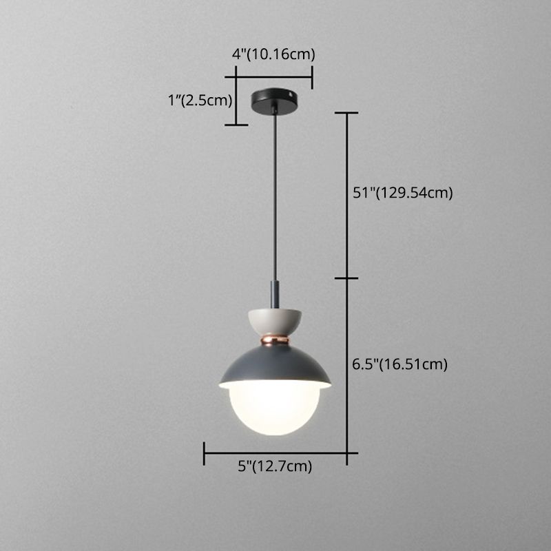 1 Light Dome Pendant Lighting Nordic Style Iron Pendant Lighting Fixtures for Restaurant
