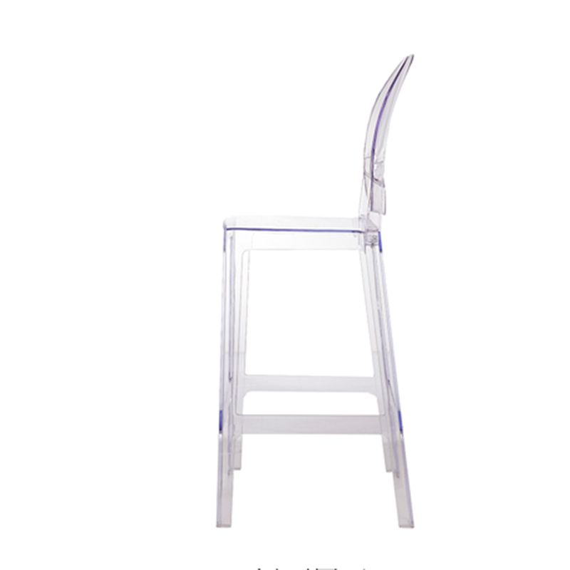 Contemporary Plastic Low Back Counter Stool Footrest Furniture with 4 Legs