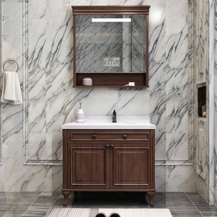 Traditional Bathroom Vanity Set Wood Mirror and Faucet Included Freestanding Bath Vanity
