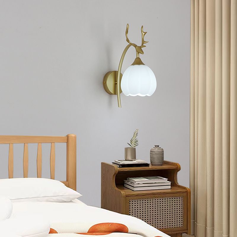 Glass Shade Wall Mounted Sconce Modern White Shade Wall Lights for Bedroom