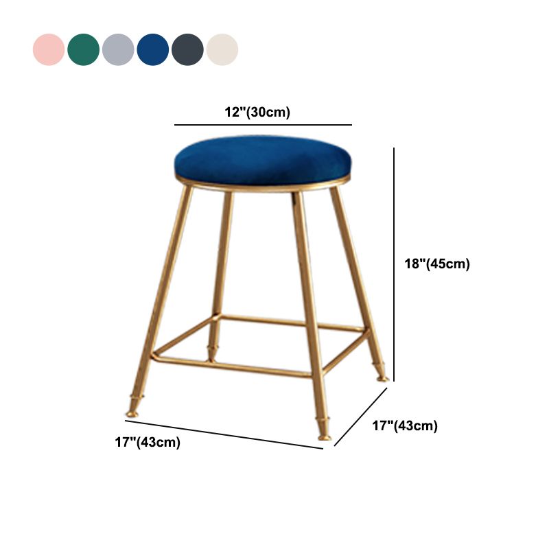 Nordic Glam Bar Stool Round Counter Bar Stool with Metal Legs for Kitchen