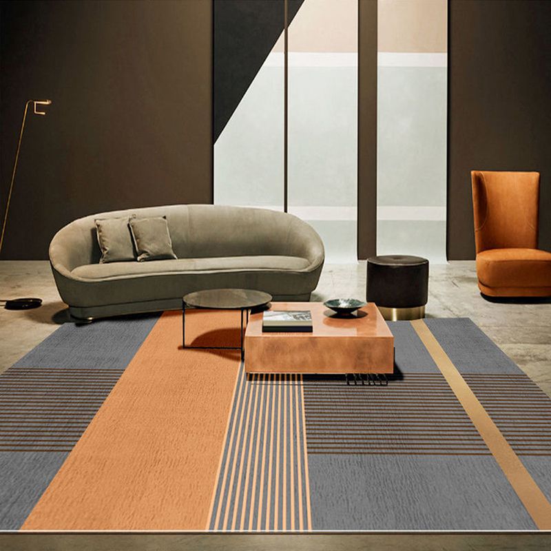 Orange Modern Carpet Polyester Graphic Area Carpet Washable Carpet for Drawing Room