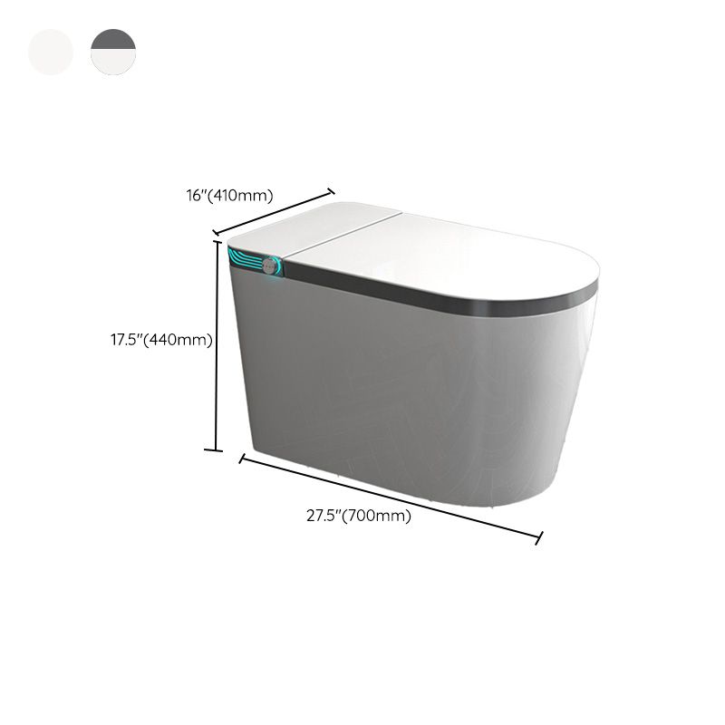 White Elongated Floor Standing Bidet with Warm Air Dryer and Heated Seat