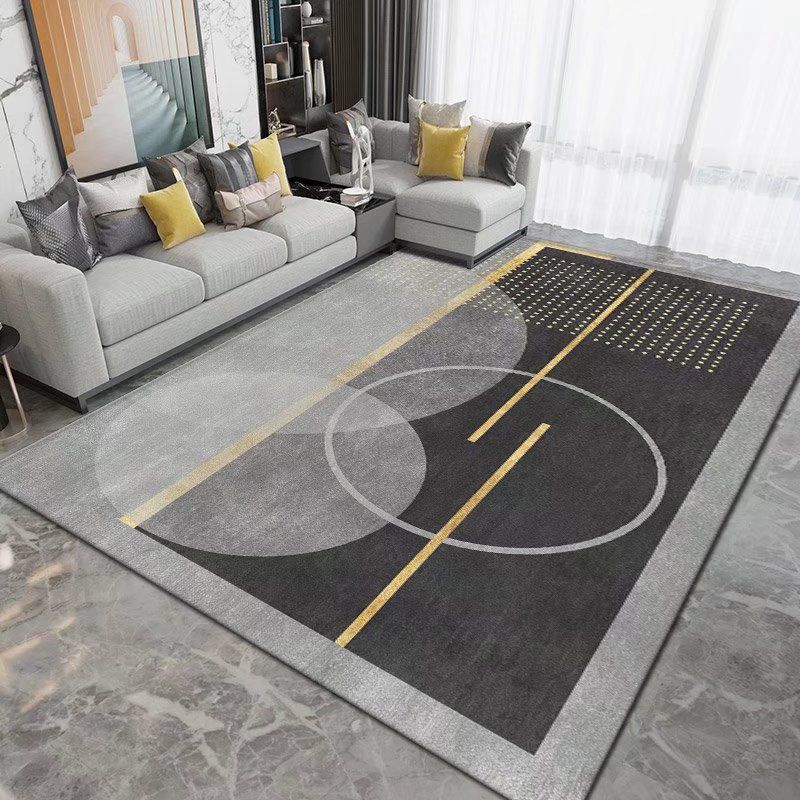 Dark Brown Carpet Polyester Graphic Carpet Washable Carpet for Drawing Room