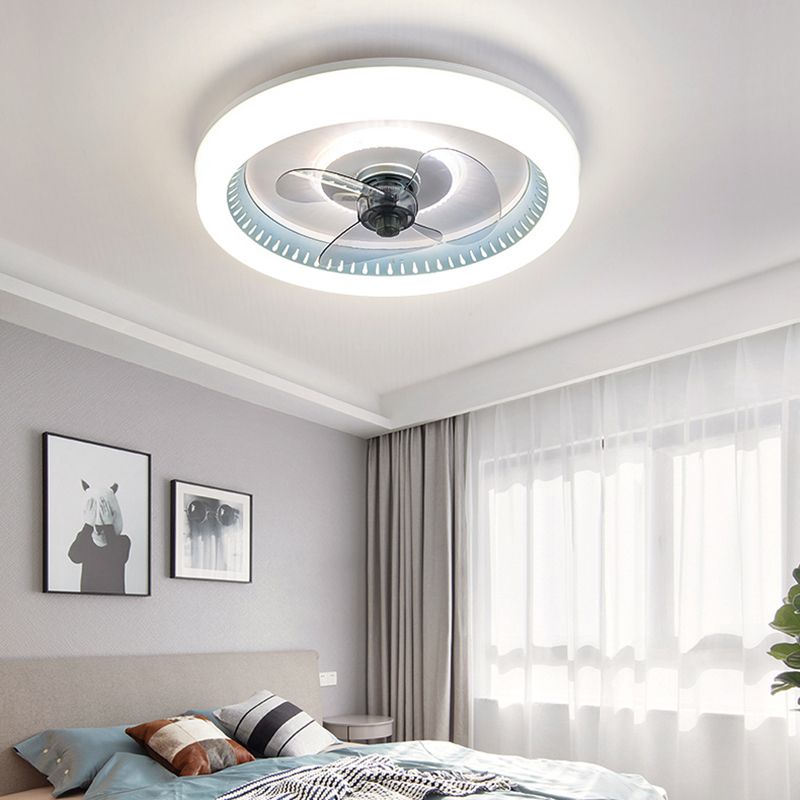 Modern LED Ceiling Fan Light Round Ceiling Mount Lamp with Acrylic Shade for Bedroom