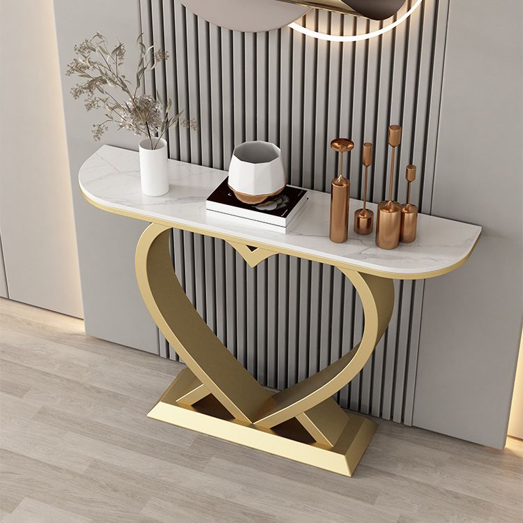 Contemporary Half Moon Console Table Antique Finish Console Sofa Table