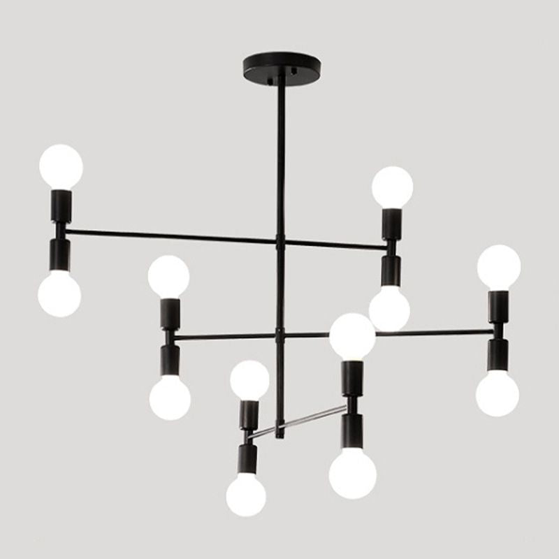 Postmodern Hanging Light Fixture Metal 12-Light Dining Room Chandelier