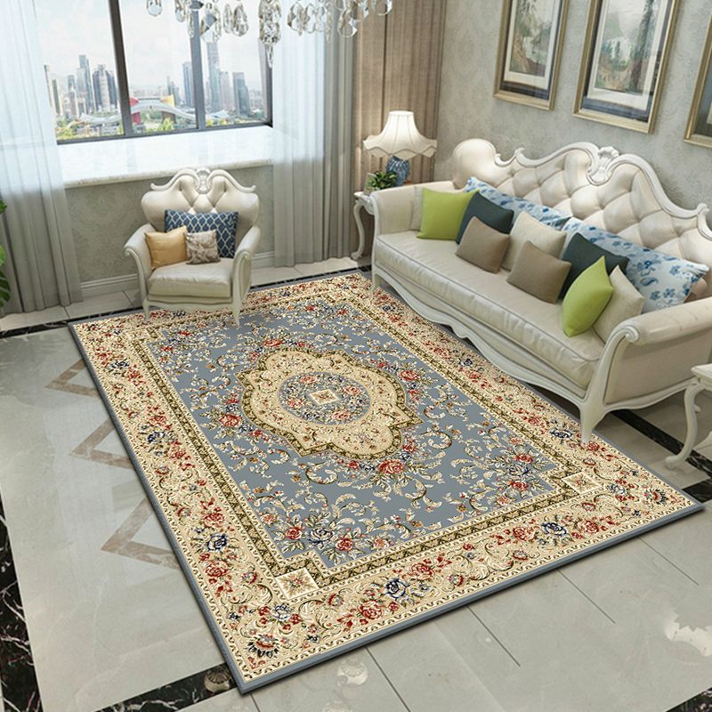 Glam Floral Swirls Rug Multicolor Victorian Rug Synthetics Pet Friendly Non-Slip Stain Resistant Rug for Home