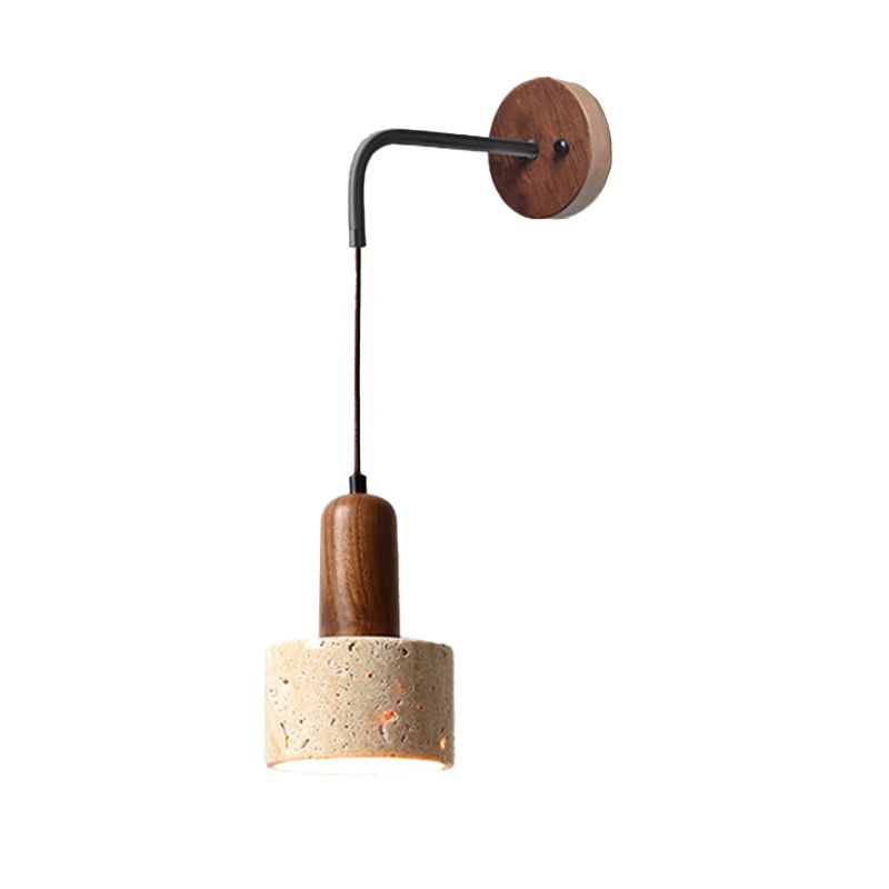 Wood Geometric Shape Wall Sconce Modern Style 1 Light Wall Light Sconce in Brown