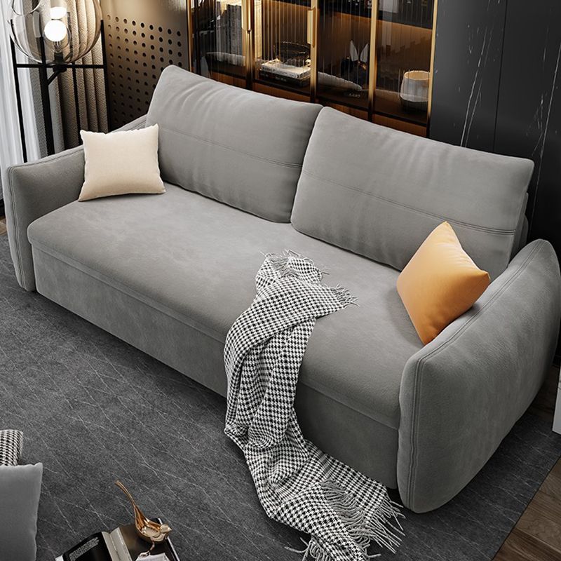 Fabric Square Arm Sofa Bed Standard Loose Back Settee Furniture in Grey