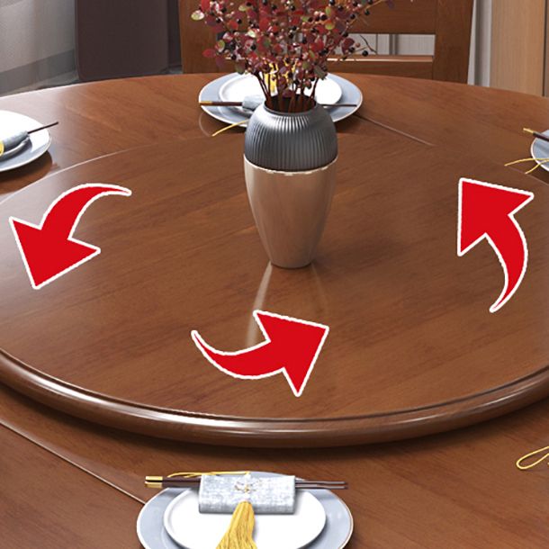 Contemporary Solid Wood Extendable Table Round Standard Dining Table for Kitchen