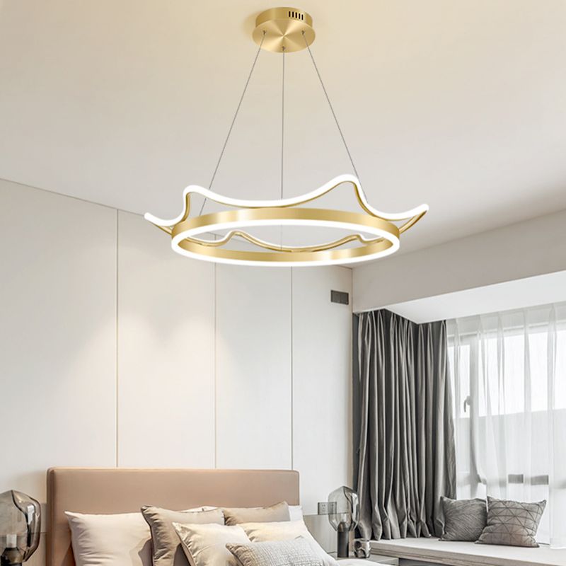 Crown Chandelier Light Fixtures Modern 2-Light Suspension Pendant Lamps with White Acrylic Shade