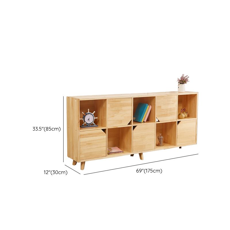 Wooden Closed Back Bookcase Standard Natural Bookshelf with Shelves