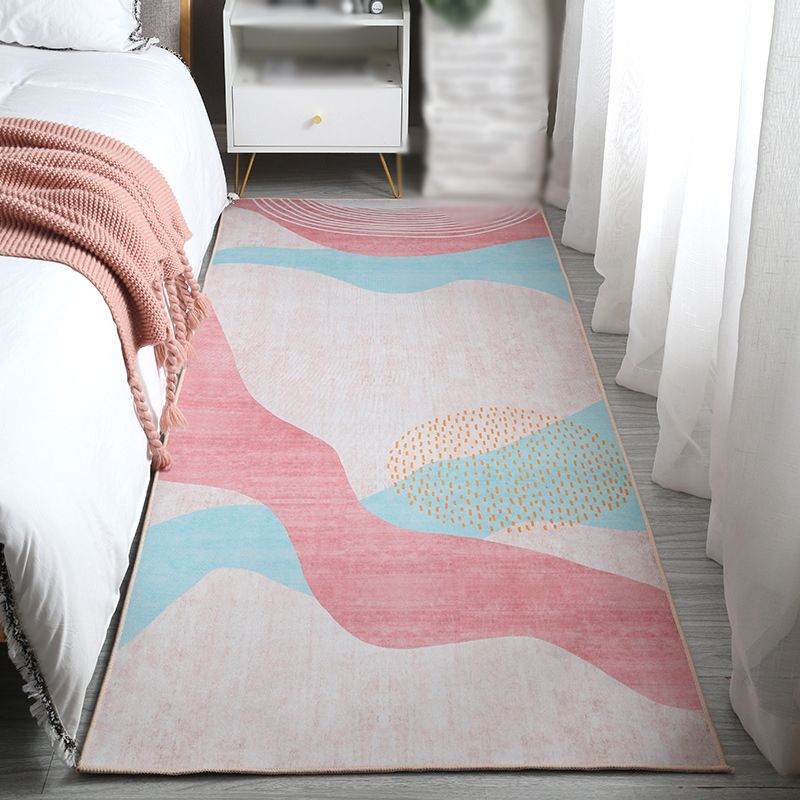 Modern Indoor Carpet Contrast Panel Polyester Rug Stain Resistant Carpet for Bedside