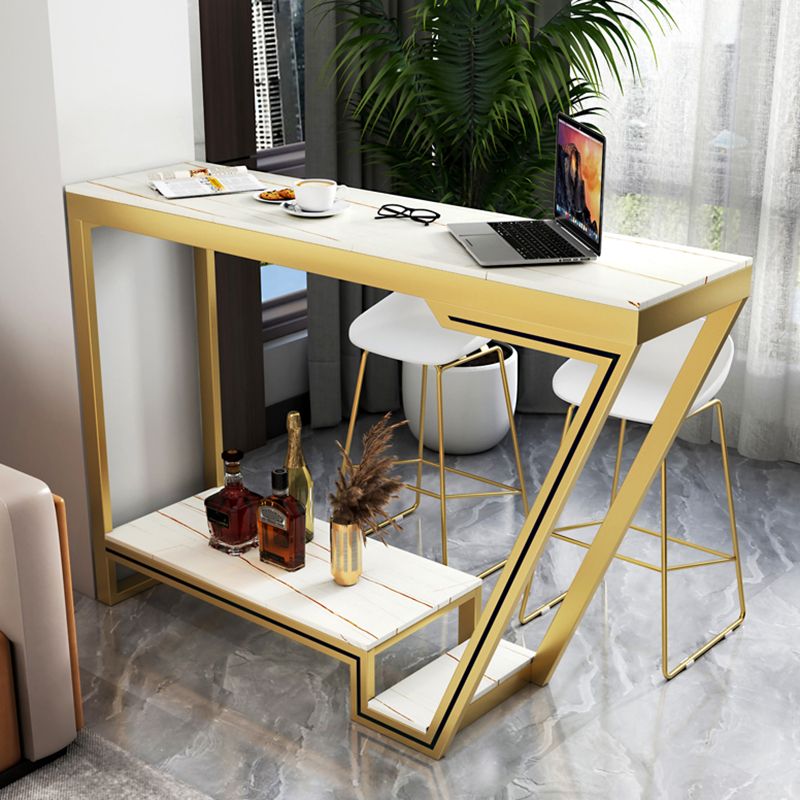 Glam Bistro Bar Table Rectangle Sintered Stone Bar Table for Living Room