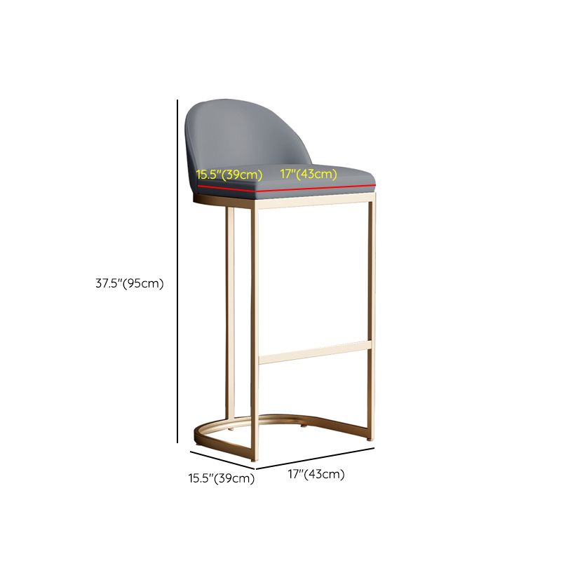 Bucket Faux Leather Dining Stool Low Back Bar Stool with Gold Metal Base