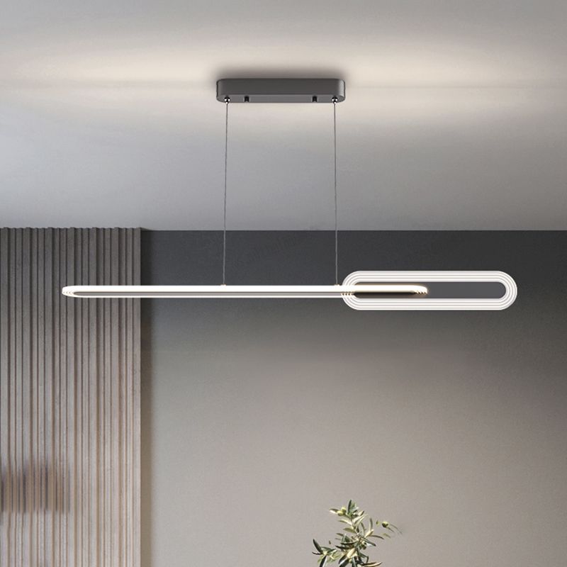 Linear LED Island Light Modern Style Metal Hanging Light for Dining Room