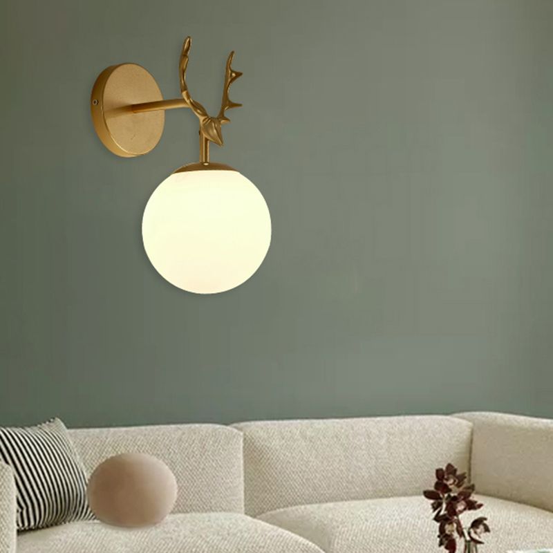 Style sphérique de style moderne Verre de murs en verre 1 éclairage d'écran clair pour chambre à coucher