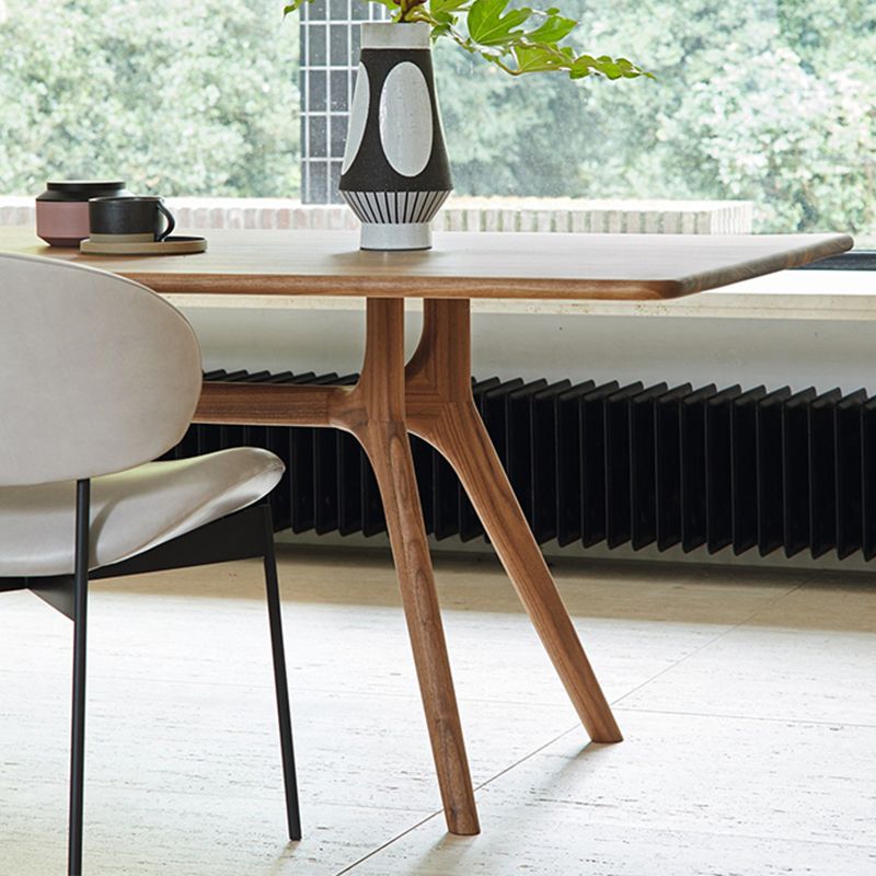 Rectangle Shape Wood Color Dining Table Solid Wood Table Modern with 4 Legs
