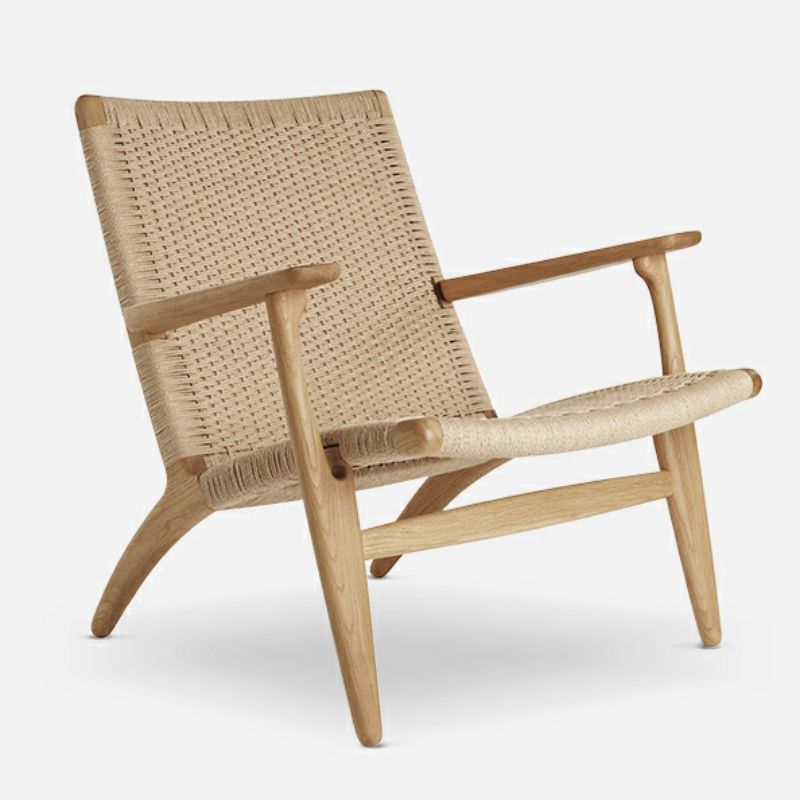 Solid Wood Frame Dining Arm Chair Indoor Arm Chair in Black and Natural