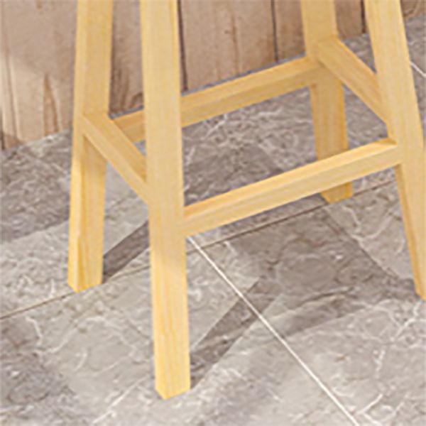 Industrial Armless Counter High Stool Solid Wood Backless Bistro Pub Stool with 4 Legs