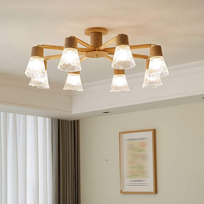 Bell Shape Glass Flush Mount Light Modern Style Multi Lights Ceiling Mount Light in Brown