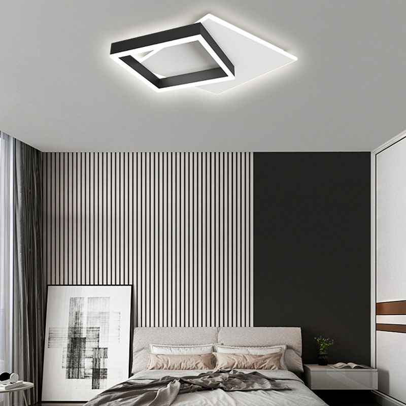 Black LED Flush Mount Lamp Modern Style Ceiling Light for Living Room Bedroom