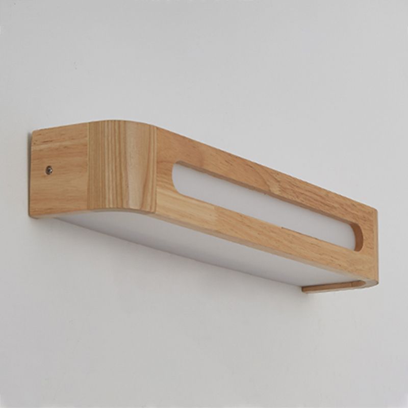 Square Shape Wood Wall Light Modern Style 1 Light Wall Mount Light in Brown