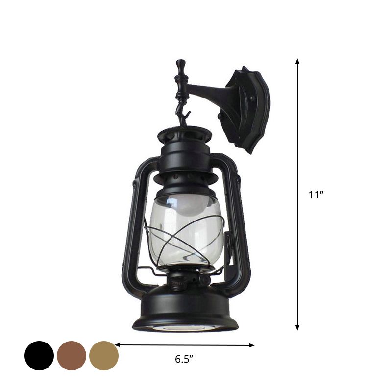 Transparent Glass Bronze/Black Wall Light Kerosene 1 Bulb Nautical Wall Mounted Lamp for Foyer