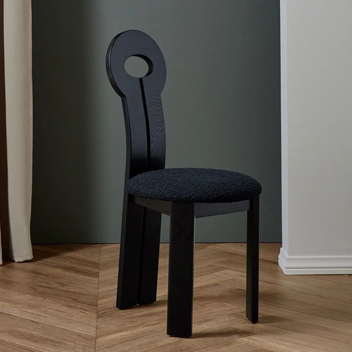 Solid Wood Frame Side Chair Slat Back Side Chair with Linen Upholstered