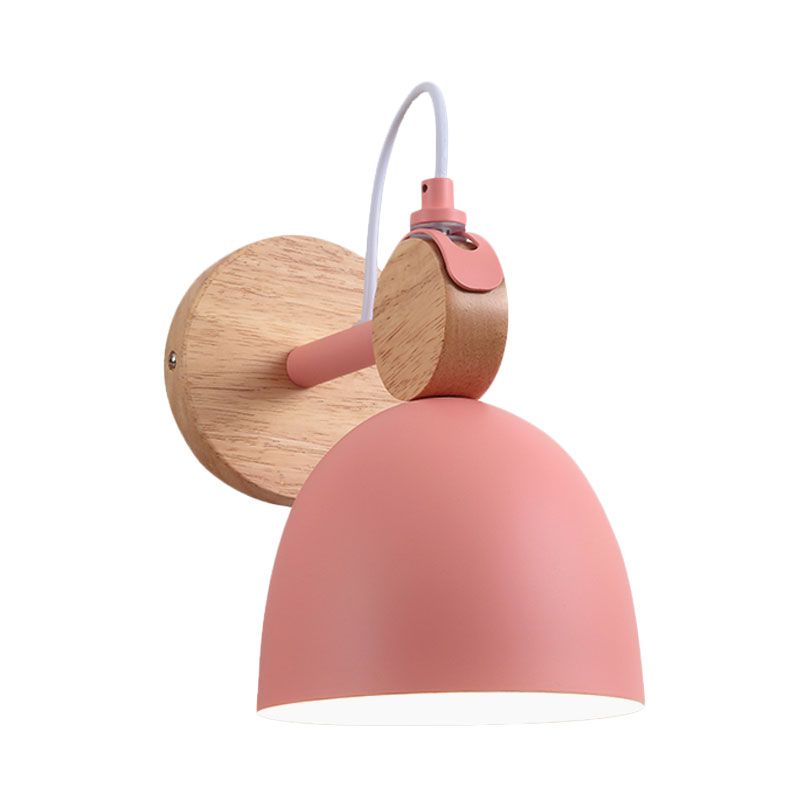 Metal Bowl Shade Sconce Lamp Kid Bedroom Shop 1 Head Macaron Style Wall Light