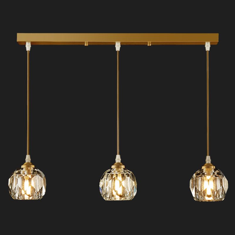Crystal Geometric Pendant Lighting Fixture Modern LED Gold Suspension Pendant Light