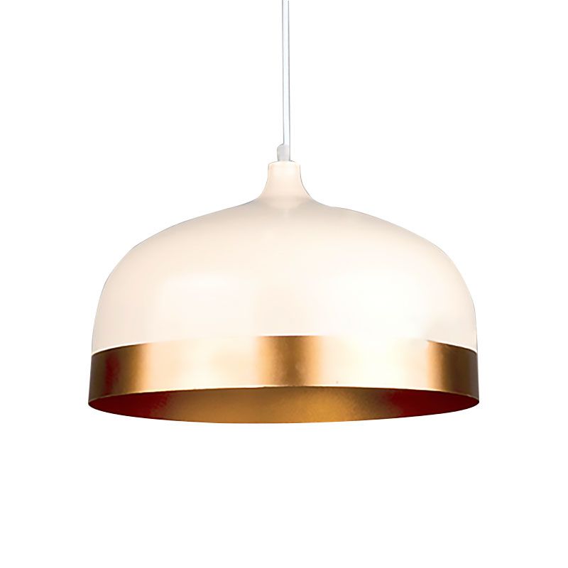 Lámpara colgante de oro moderna con tono de domo 1 cabeza de metal de metal luz colgante para dormitorio