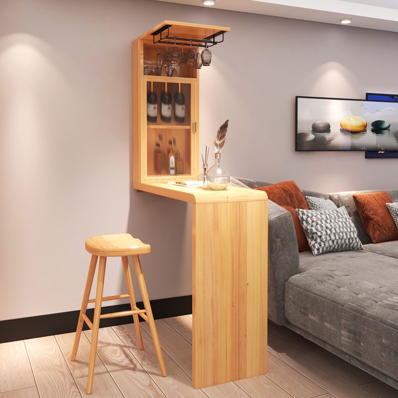 Modern Bar Dining Table Rectangle Bar Solid Wood Table in Natural