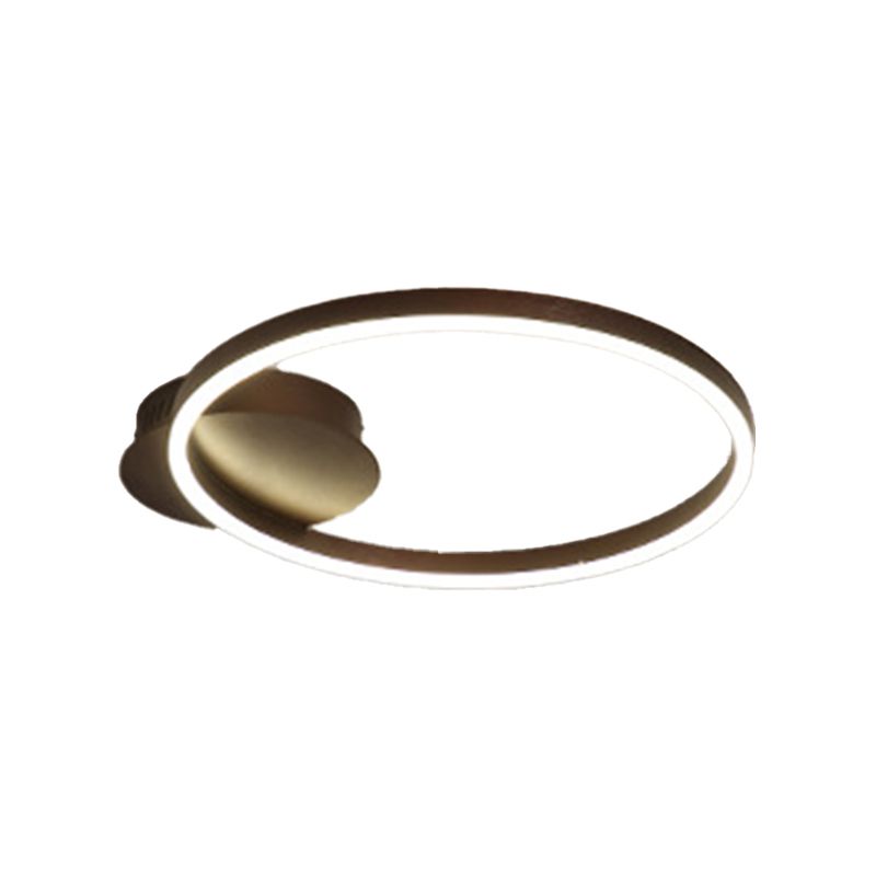 Metal Circular Semi Flush Light Simple Semi Flush Chandelier Lighting in Brown