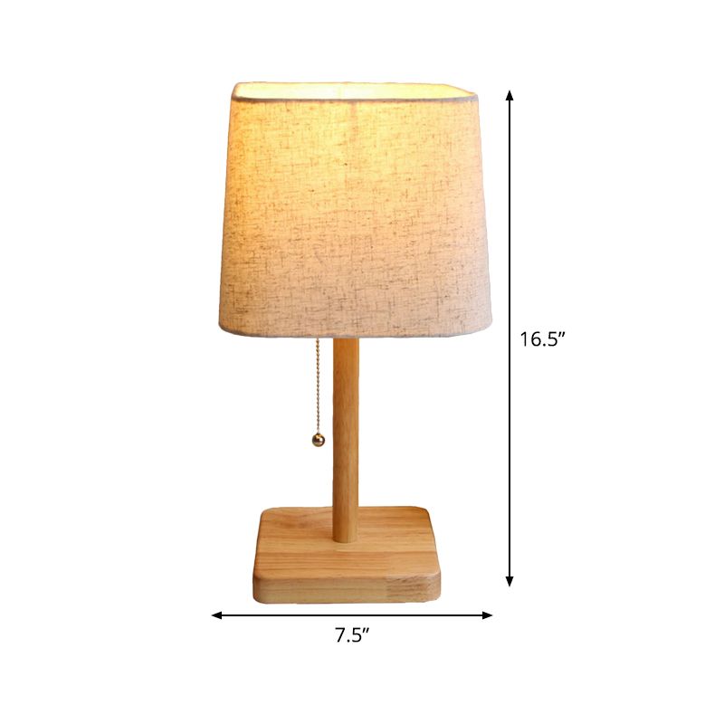 Zeitgenössische 1 Glühbirnenschischtisch -Lampe Holz Trapez Lesebuch Licht mit Stofftatten