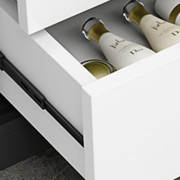 Modern White Wood Frame Wardrobe Freestanding Wardrobe with Sliding Glass Doors