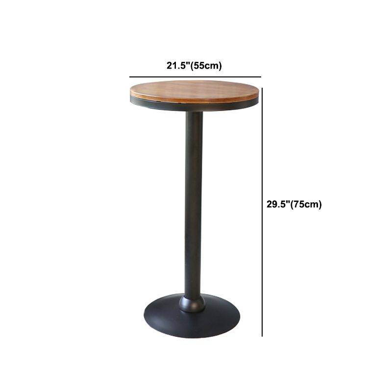 Industrial Brown Bar Dining Table Solid Wood Bistro Table with Metal Base