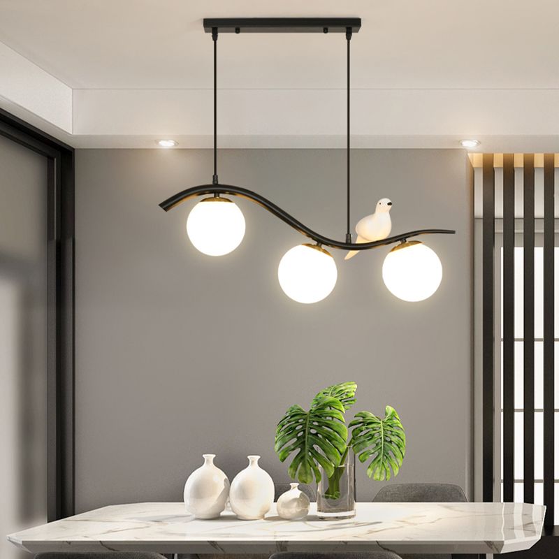 Industrial Black Kitchen Island Lighting Glass Shaded Ceiling Light for Home