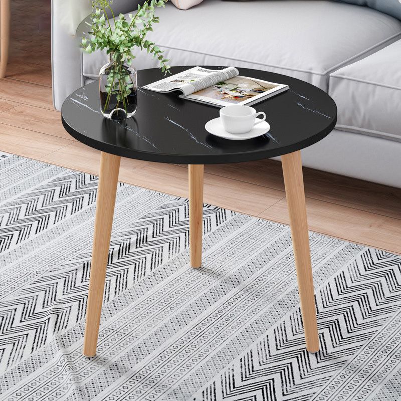 Contemporary Wooden Single Coffee Table 3 Legs Round Cocktail Table