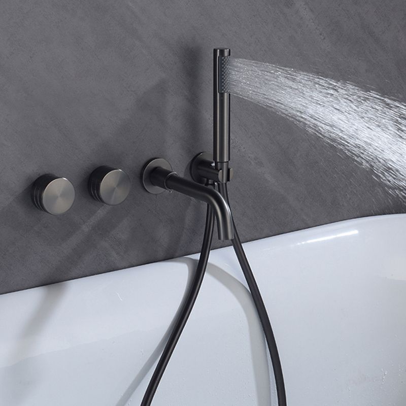 Wall Mounted Metal Tub Filler Low Arc Rotatable Tub Faucet Trim