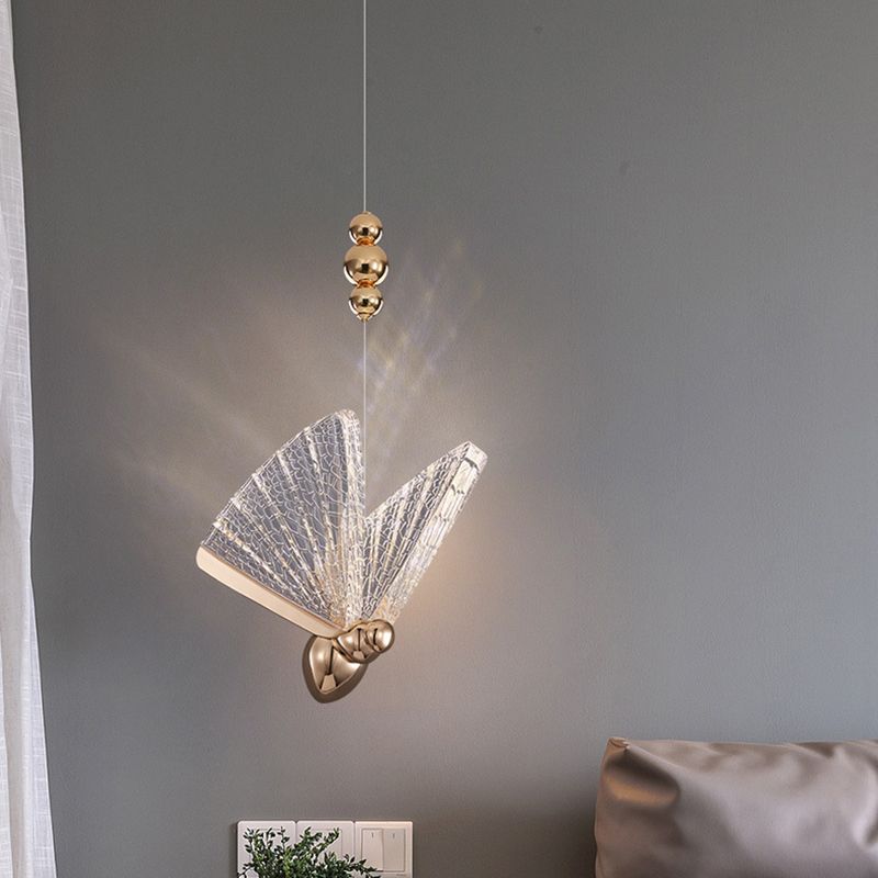 Acrylic Butterfly LED Pendant Light in Modern Creative Style Wrought Iron Hanging Light for Dining Room