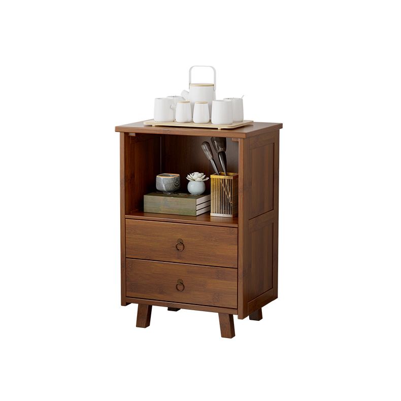 Contemporary Bedroom Wooden Storage Chest Vertical Chest in Brown with Drawers