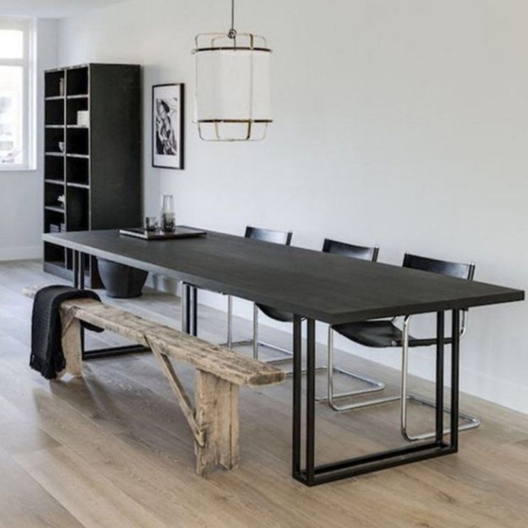 Rectangle Industrial Dinner Table Dining Room Solid Wood Dining Table