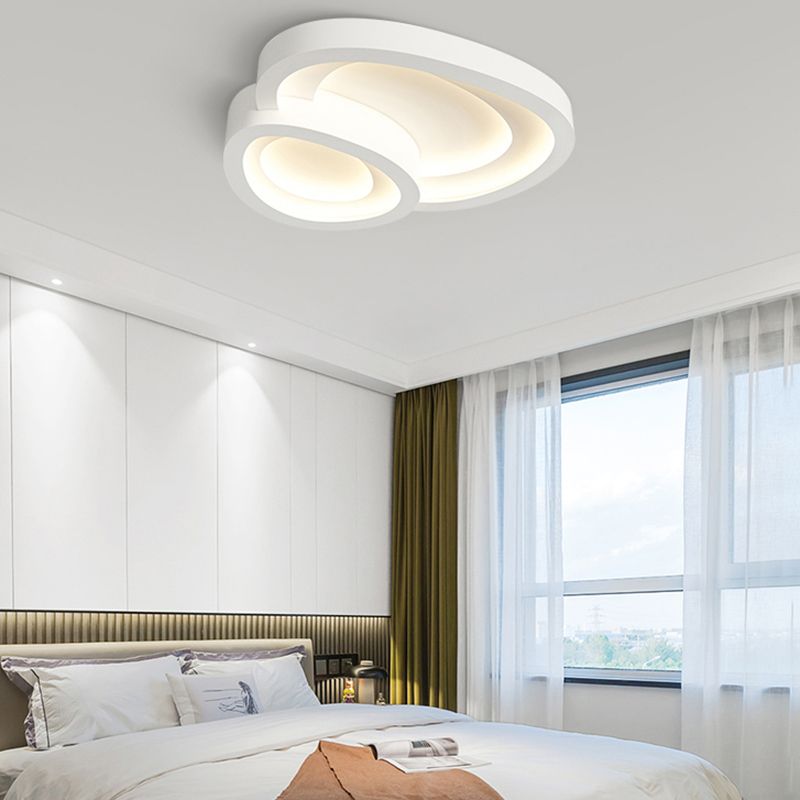 Nordic Style Ceiling Light Fixture White Flush Mount with Metal for Bedroom