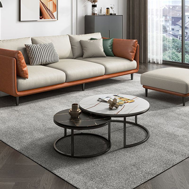 Modern Style Square Armrest Sponge Cushions Fill The Green and White/orange and White Sofa