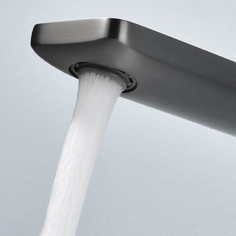 Contemporary Wall Mounted Bathroom Faucet Lever Handles Solid Brass Square Faucet