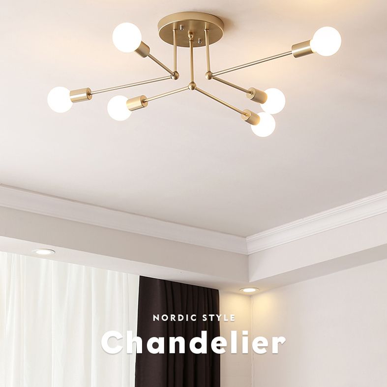 Metaal Modern Semi Flush Mount Verlichting 6 Lichten Sputnik Semi-flush lichte armaturen voor Semi Flush Mount Verlichting