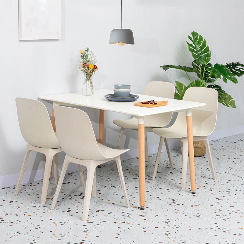 Silla sin brazos de comedor de plástico de estilo contemporáneo, silla con respaldo sólido para cocina